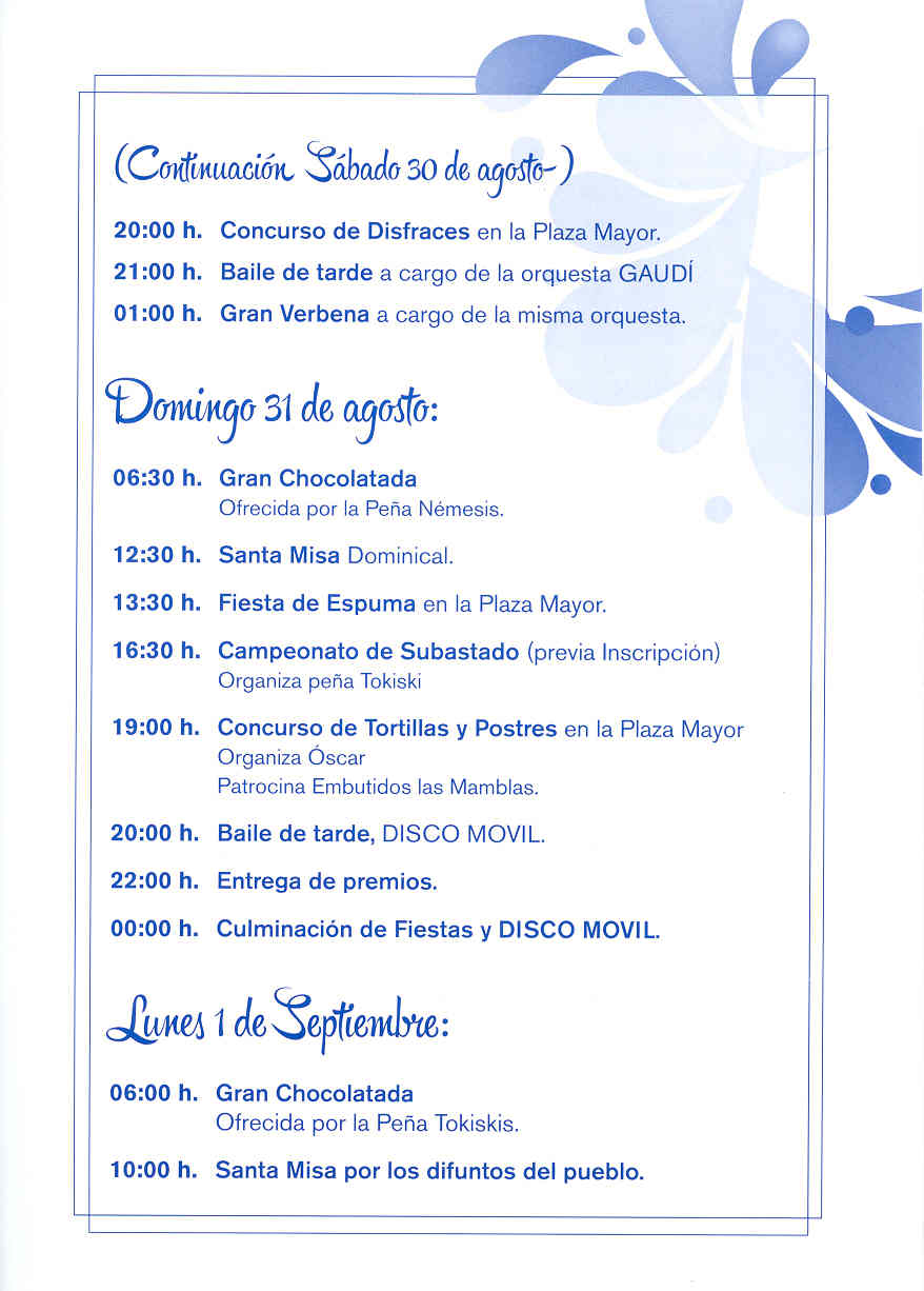 Mecerreyes, Programa Fiestas 27 a 31-08-2014