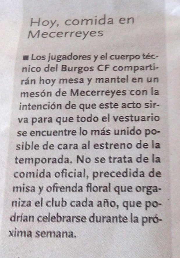 Recorte del Diario de Burgos