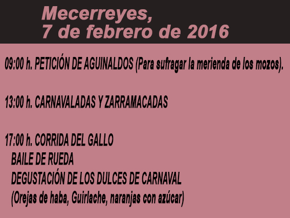 Mecerreyes, horarios Gallo 2016