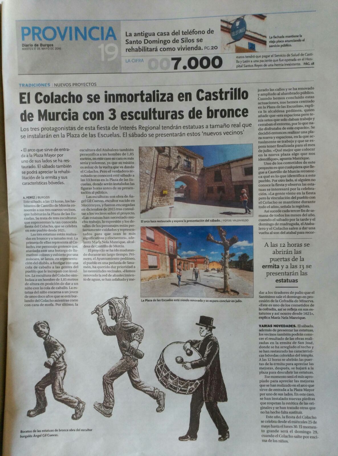 Diario de Burgos, 17-05-2016 - El Colacho - Escultor Ángel Gil, natural de Mecerreyes
