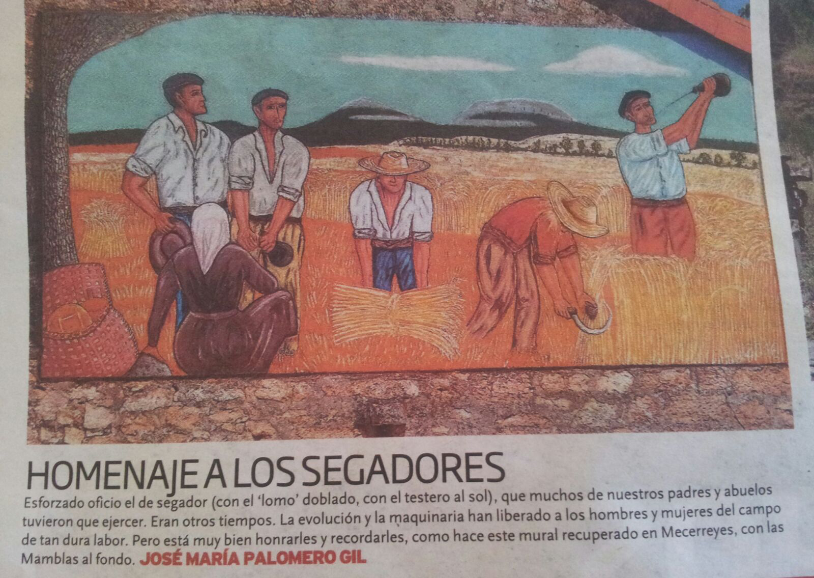 Homenaje a los Segadores, Diario de Burgos sept 2016