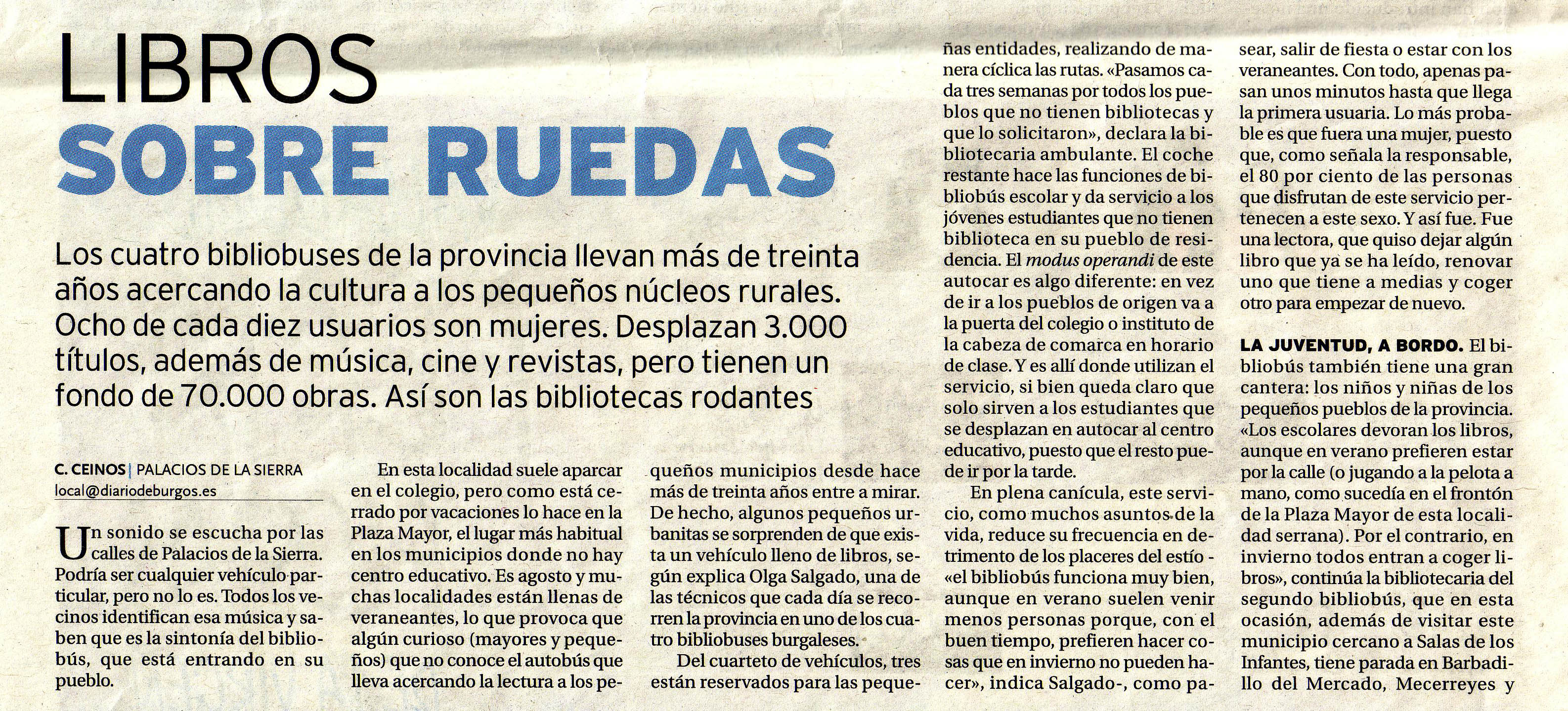 Libros sobre ruedas, Diario de Burgos 4-09-2016, a